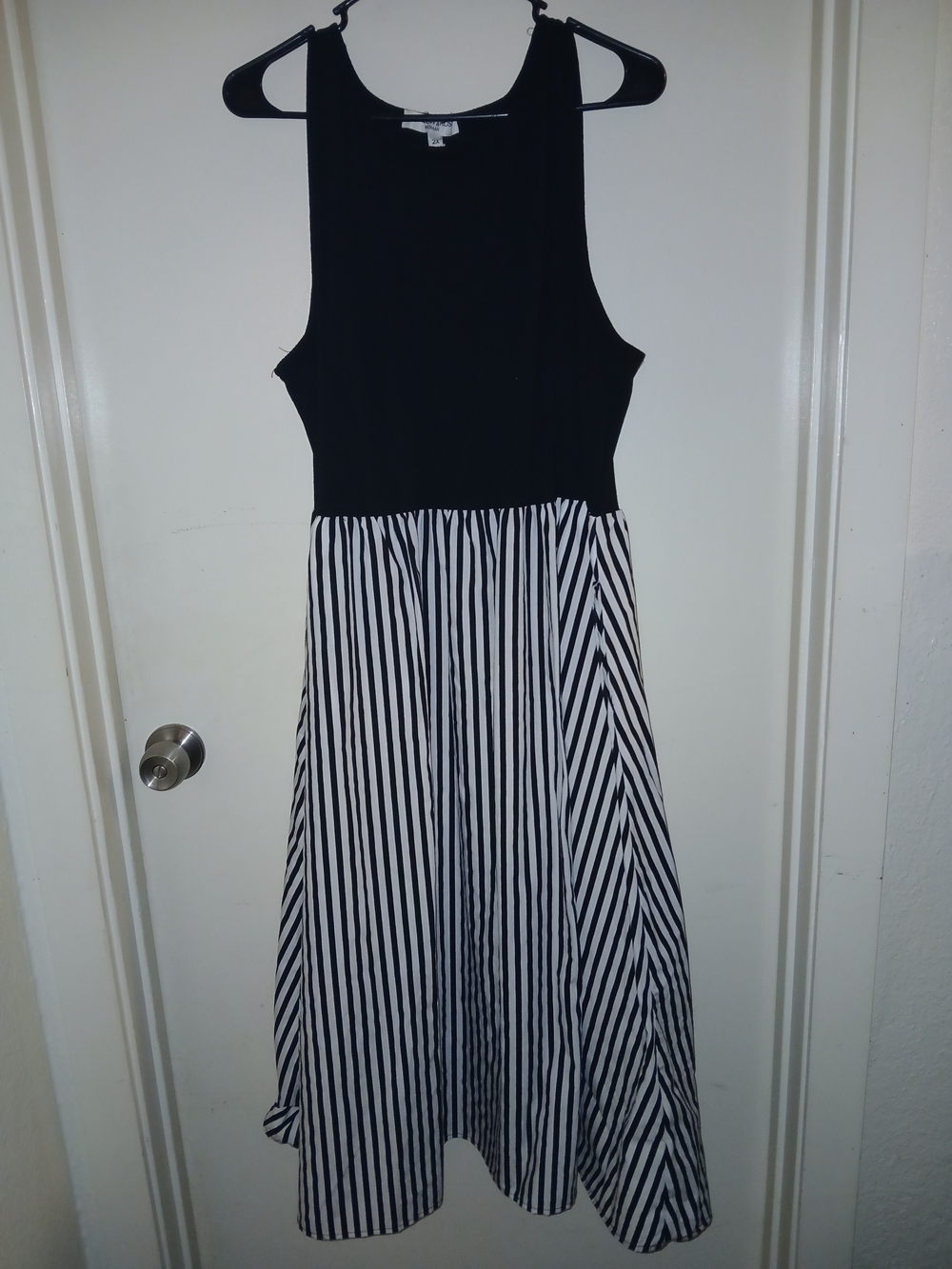 Black and White Striped Maxi Dress - Classic Tank Bodice
